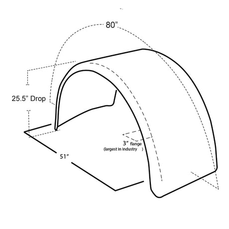 83" 430 Stainless steel single axle fenders with mounting kit, close-up