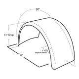 90" 304 Stainless Steel Low Single Axle Fenders with Mounting Kit