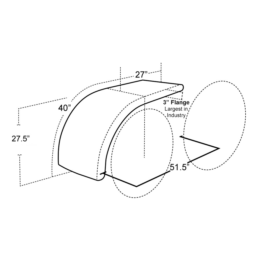 68" 430 Stainless Steel Half Tandem Fenders with Mounting Kit