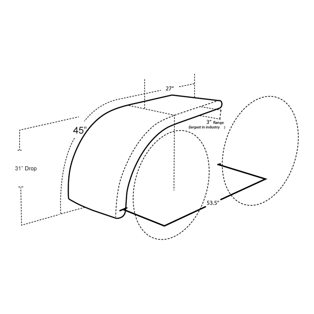 72" 430 Stainless Steel Low Rider Half Tandem Fenders with Mounting Kit