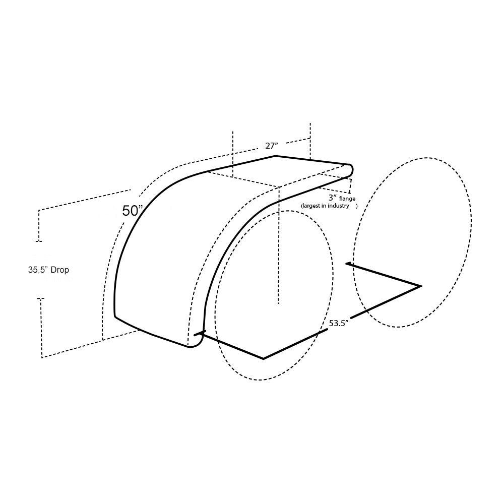 80" 430 Stainless Steel Low Rider Half Tandem Fenders with Mounting Kit