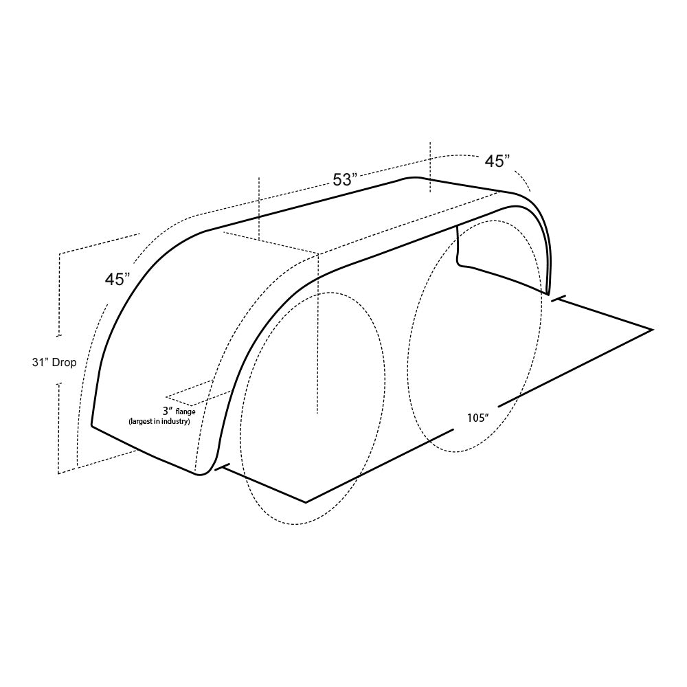 143" 430 Stainless Steel Low Rider Full Tandem Fenders with Mounting Kit