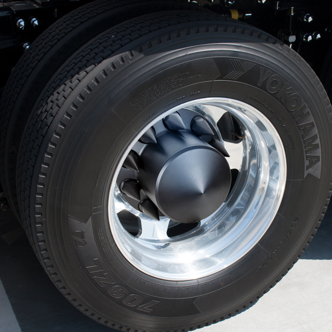 Matte Black Rear Axle Cover with 33mm Spike Thread-On Nut Covers