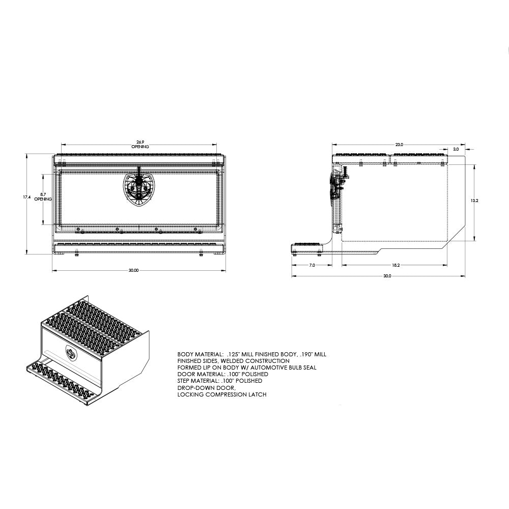 31" Cab Entry with Polished Aluminum Door