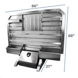68" x 86" Cab Rack with Jail Bar Window, 2 Chain Hangers, 2 Chain Trays, and Base Box