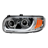 Peterbilt 367, 388, 389, 567 Chrome Inner Housing LED Projector Headlight with Dual Function Accent