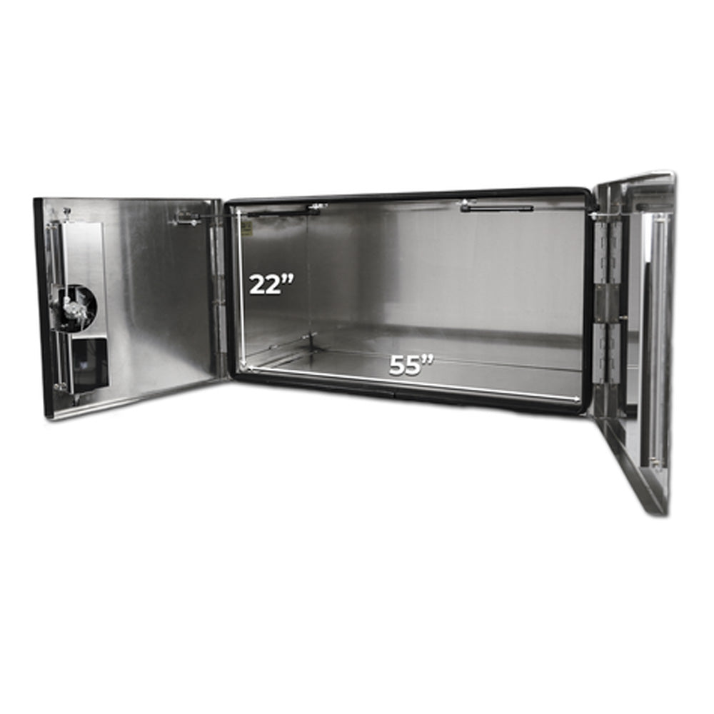 24" x 24" x 60" Aluminum Box with Diamond Barn Doors with Gas Shocks, Driver Side