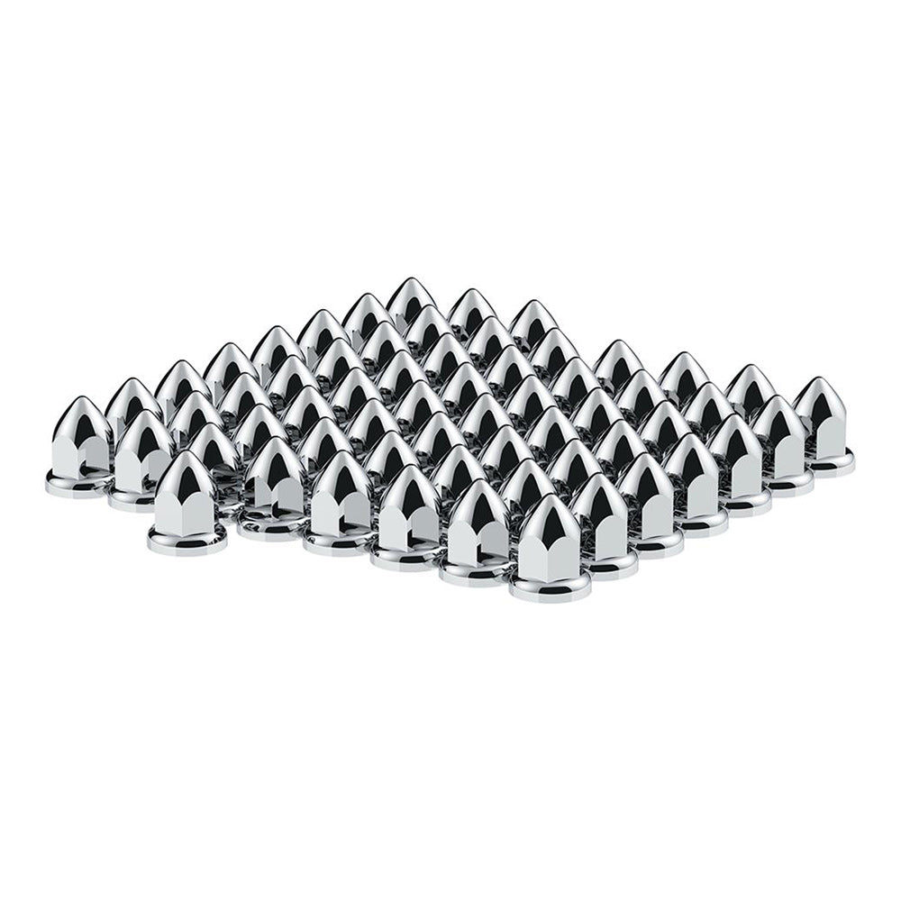 33mm Chrome Plastic Bullet Nut Covers with Flange - Push On 60PK