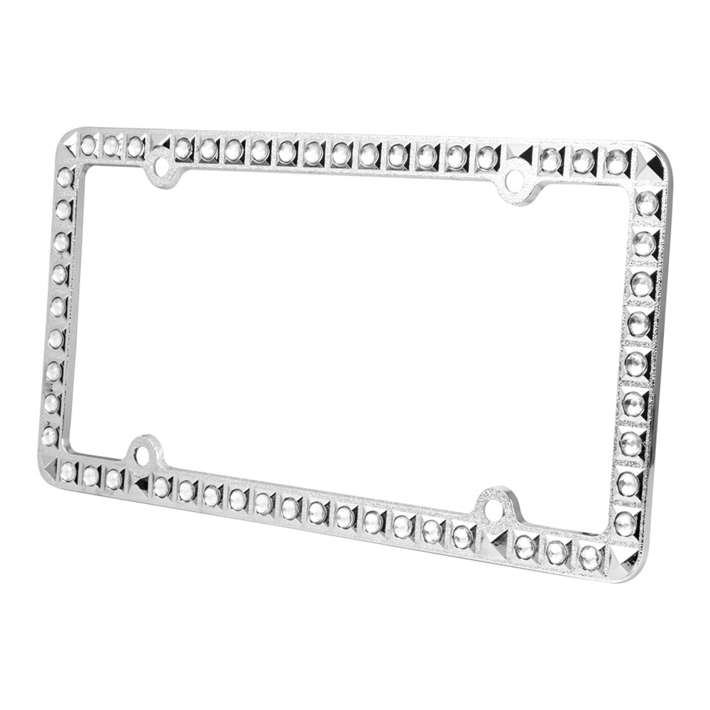 Chrome Plated License Plate Frame with Crystal Jewels