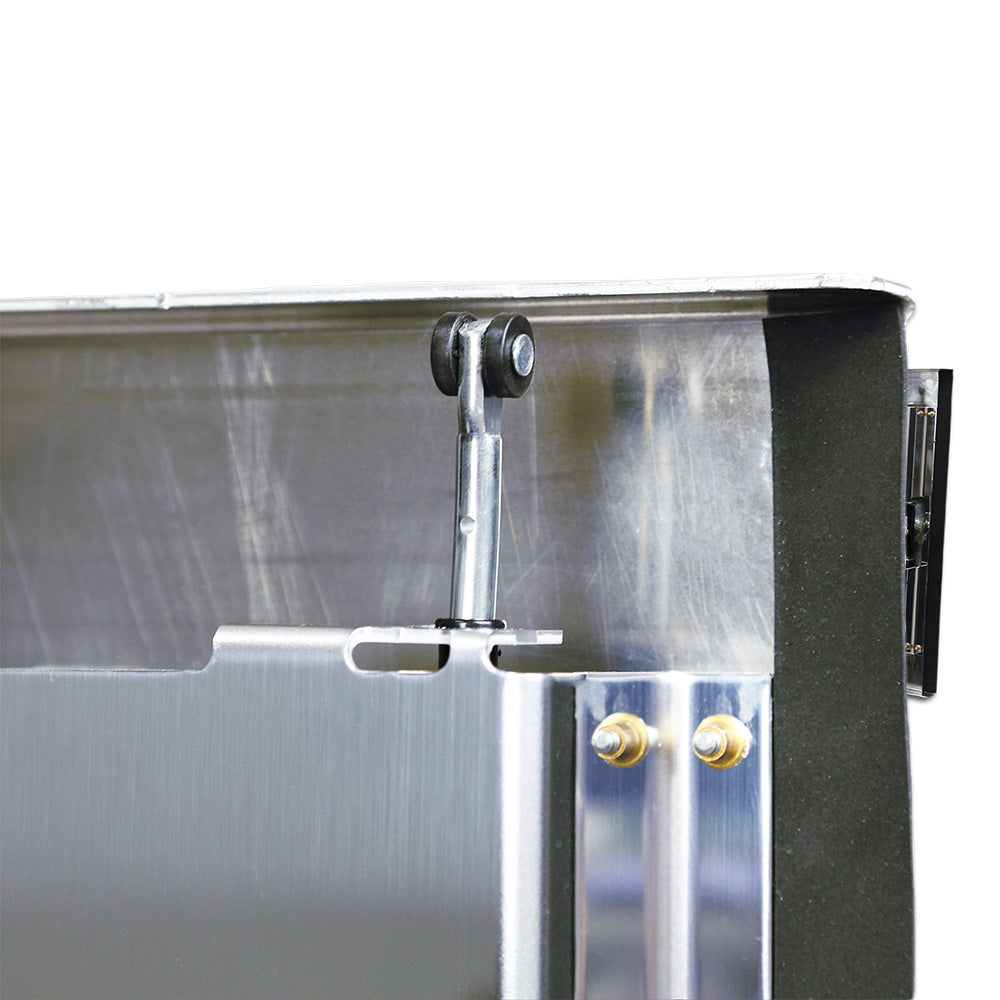 24" x 24" x 72" Aluminum Box with Polished Barn Doors with Gas Shocks - Driver Side