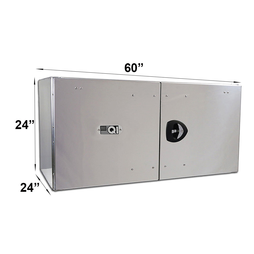 24" x 24" x 60" Aluminum Box with Diamond Barn Doors with Gas Shocks, Passenger Side