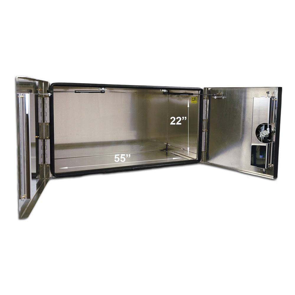 24" x 24" x 60" Aluminum Box with Diamond Barn Doors with Gas Shocks, Passenger Side