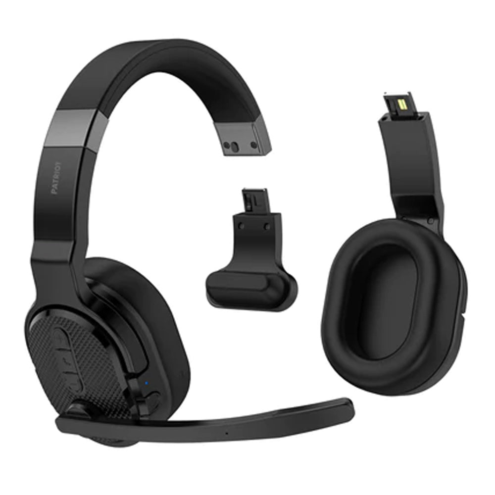 Patriot Convertible Bluetooth Single or Dual Ear Stereo Noise Canceling Headset