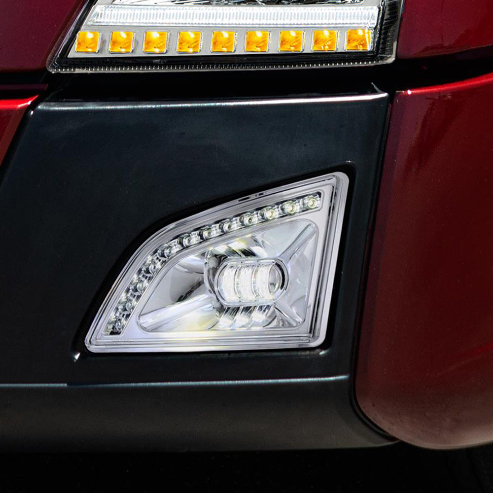 Volvo VNL 2018+ Chrome Inner Housing 18 LED Projector Fog Light With Position Light