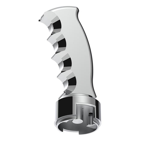 Close-up of chrome pistol Grip shifter knob with 13/15/18 speed adapter