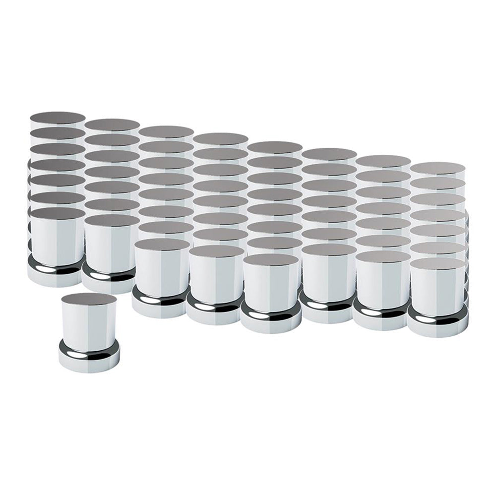 33mm x 2" Chrome Plastic Top Hat Nut Covers - Push On 60PK