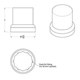 33mm x 2" Chrome Plastic Top Hat Nut Covers - Push On 60PK