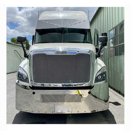 18" Freightliner Cascadia set back axle bumper with mounting brackets and tow, 3/4" light cutouts