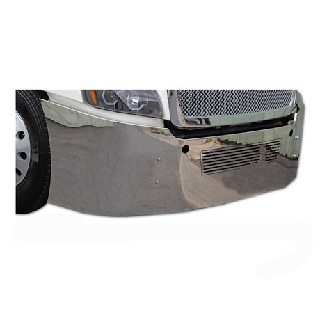 18" Freightliner Cascadia set back axle bumper with mounting brackets and tow, 3/4" light cutouts, close-up