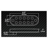 6" 12 LED Heated Oval Red Stop, Turn and Tail to Back Up Light