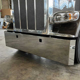 20" Mitered Chrome Plated Blind Mount Bumper with Tow Hole Cutouts for Peterbilt 365, 367, 388, 389, 567 and Kenworth W990