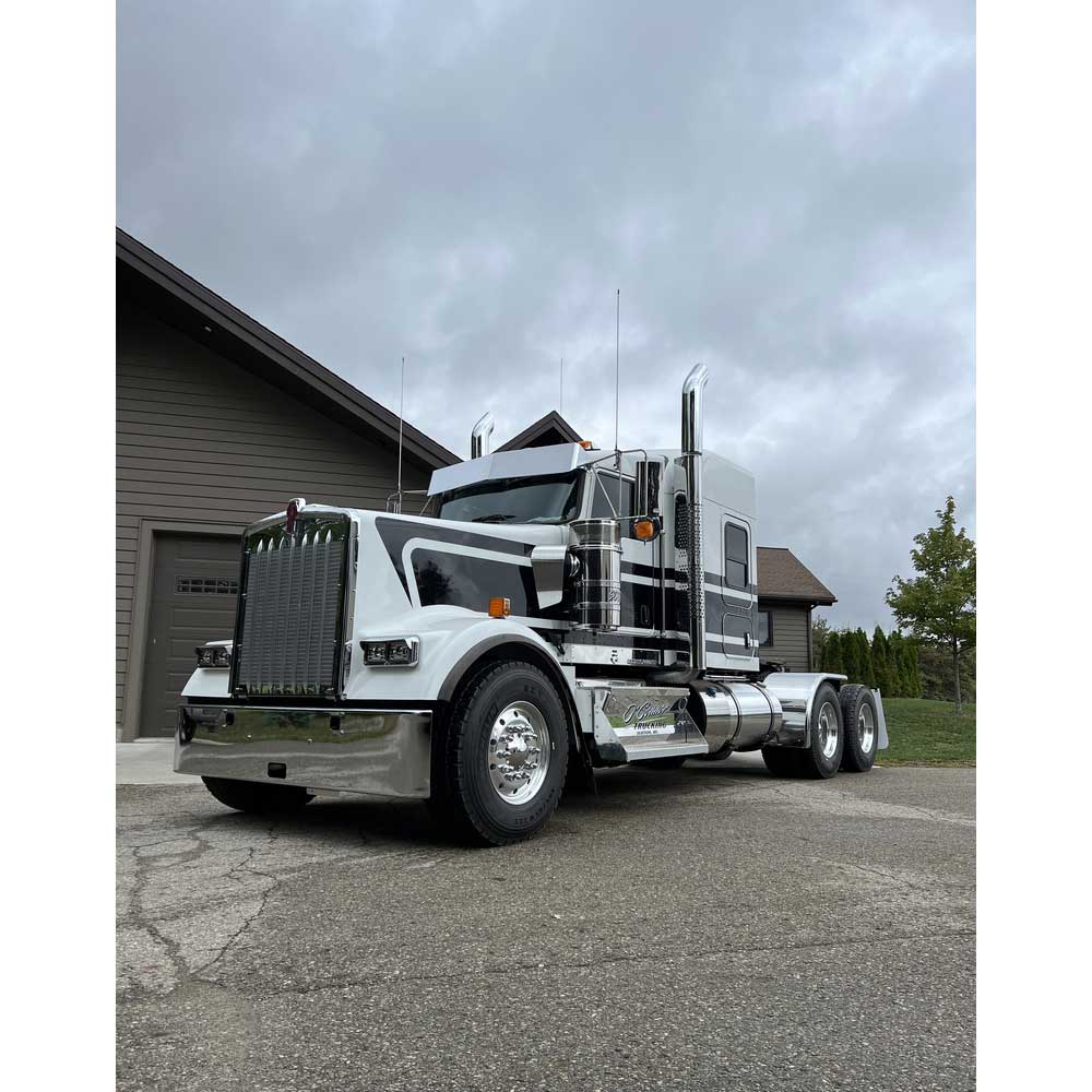 Kenworth W900 Curved Windshield Chrome Stainless 10" Straight Shorty Visor