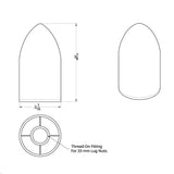 33mm x 3-7/8" Chrome Plastic Bullet Nut Cover - Push On 60 Pack
