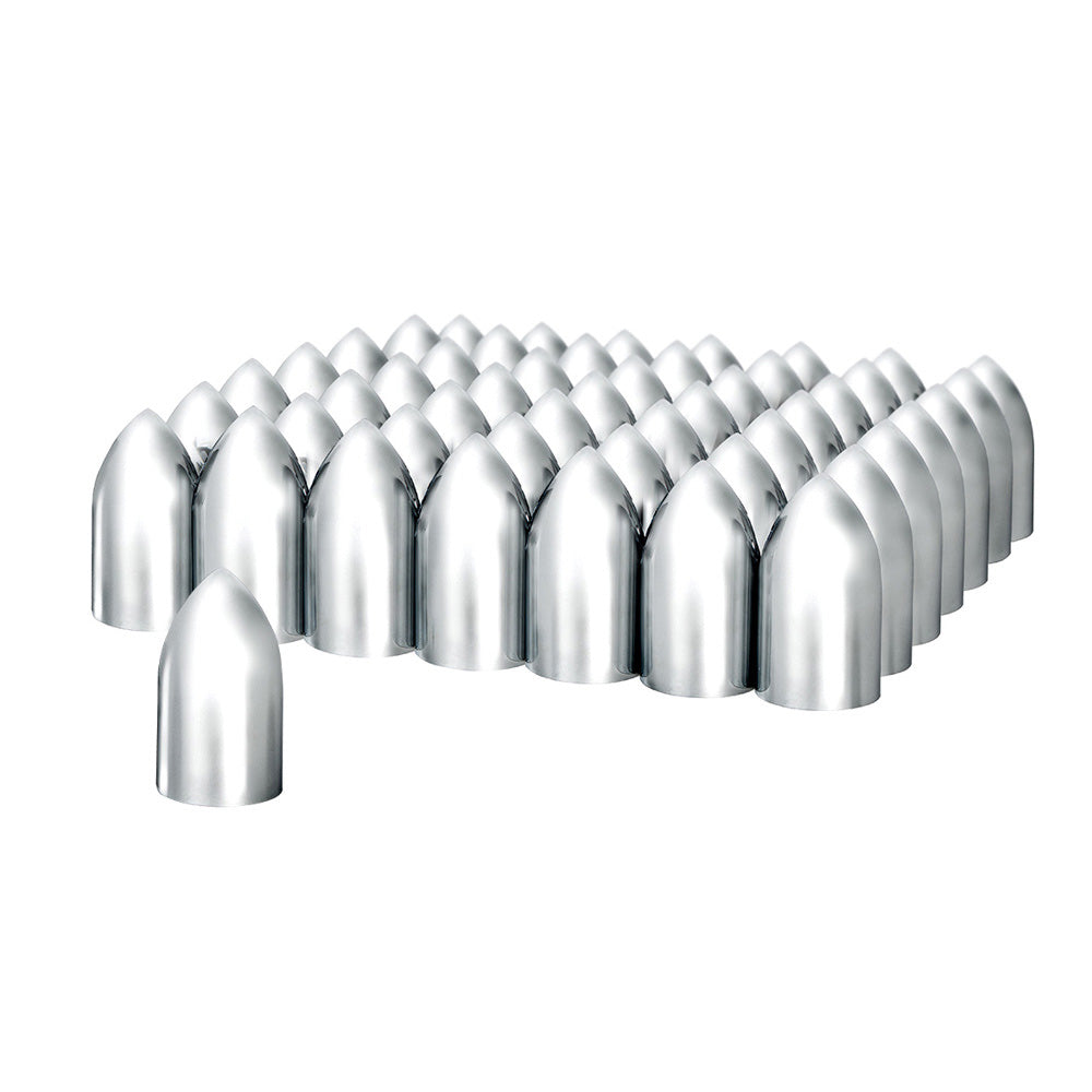 33mm x 3-7/8" Chrome Plastic Bullet Nut Cover - Push On 60 Pack