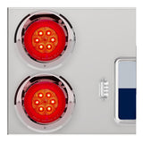 Stainless Steel Center Panel with 4" Red Turbine 16 LED with Bezel and Red Lens with License Frame and LED Light