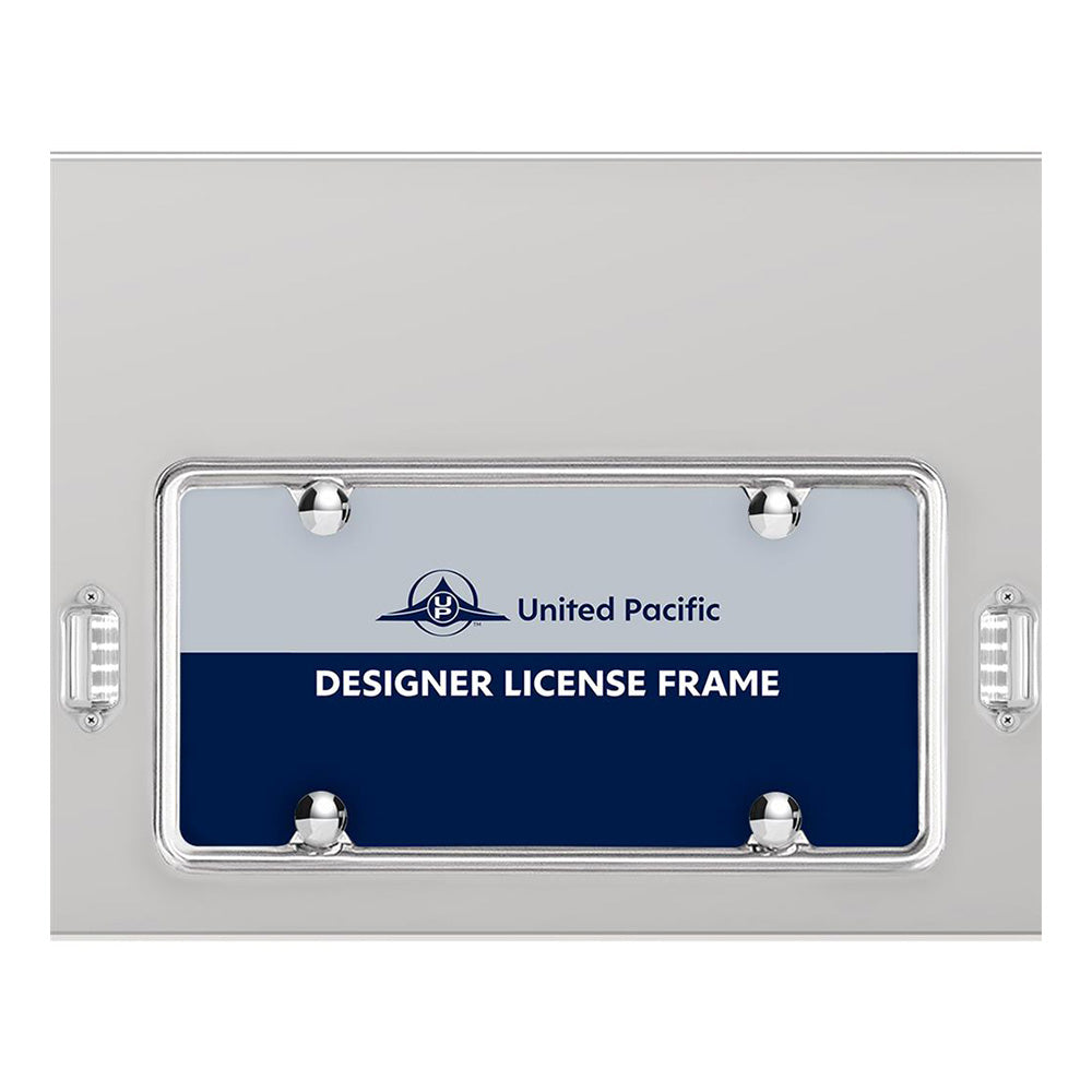 Stainless Steel Center Panel with 4" Red Turbine 16 LED with Bezel and Red Lens with License Frame and LED Light