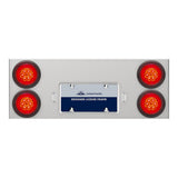 Stainless Steel Center Panel with 4" Red Turbine 16 LED and Red Lens with License Frame and LED Light