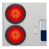 Stainless Steel Center Panel with 4" Red Turbine 16 LED and Red Lens with License Frame and LED Light
