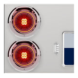 Stainless Steel Center Panel with 4" Red Abyss 13 LED with Bezel with Visor, License Frame and LED Light