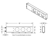 Stainless Steel Rear Light Bars with Six 4" Turbine 16 LED Lights with Grommet, 3-3/4" Bolt Spacing
