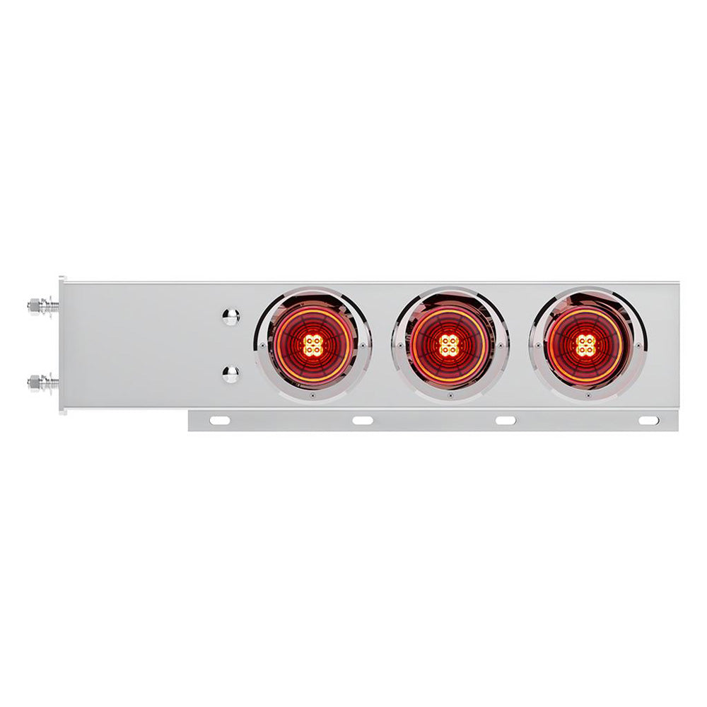 Stainless Steel Rear Light Bars with Six 4" Abyss 13 LED Lights with Visor, 3-3/4" Bolt Spacing