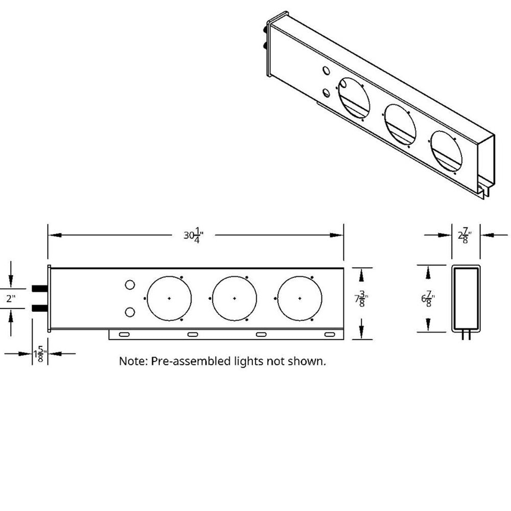 Stainless Steel Rear Light Bars with Six 4" Turbine 16 LED Lights with Visor, 2" Bolt Spacing