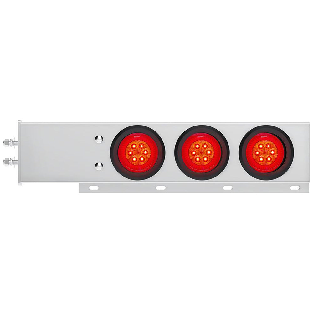 Stainless Steel Rear Light Bars with Six 4" Turbine 16 LED Lights with Grommet, 2" Bolt Spacing