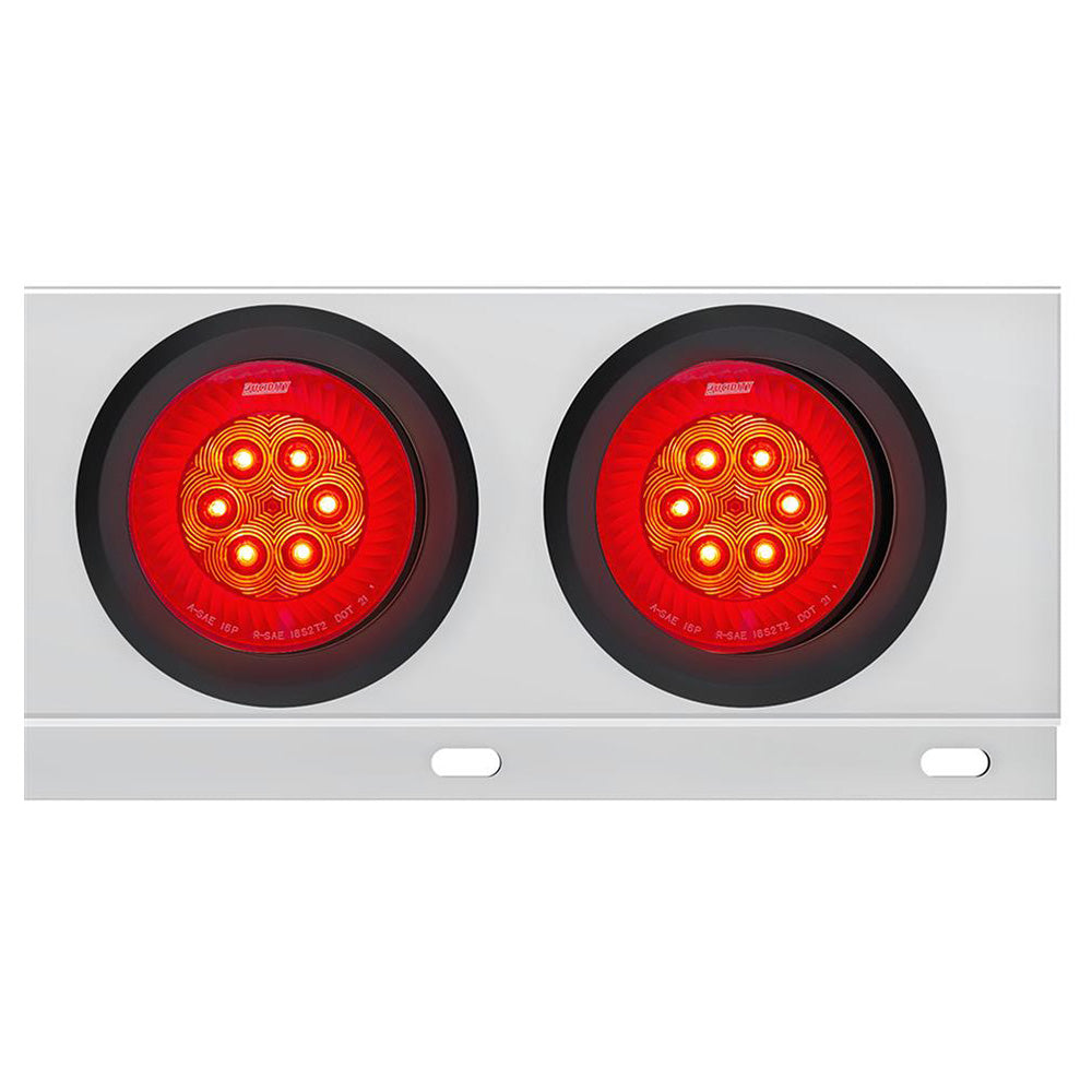 Stainless Steel Rear Light Bars with Six 4" Turbine 16 LED Lights with Grommet, 2" Bolt Spacing