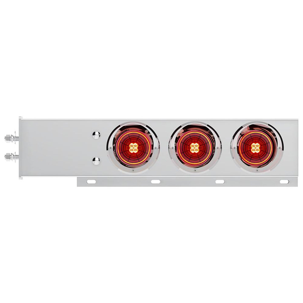 Stainless Steel Rear Light Bars with Six 4" Abyss 13 LED Lights with Visor, 2" Bolt Spacing
