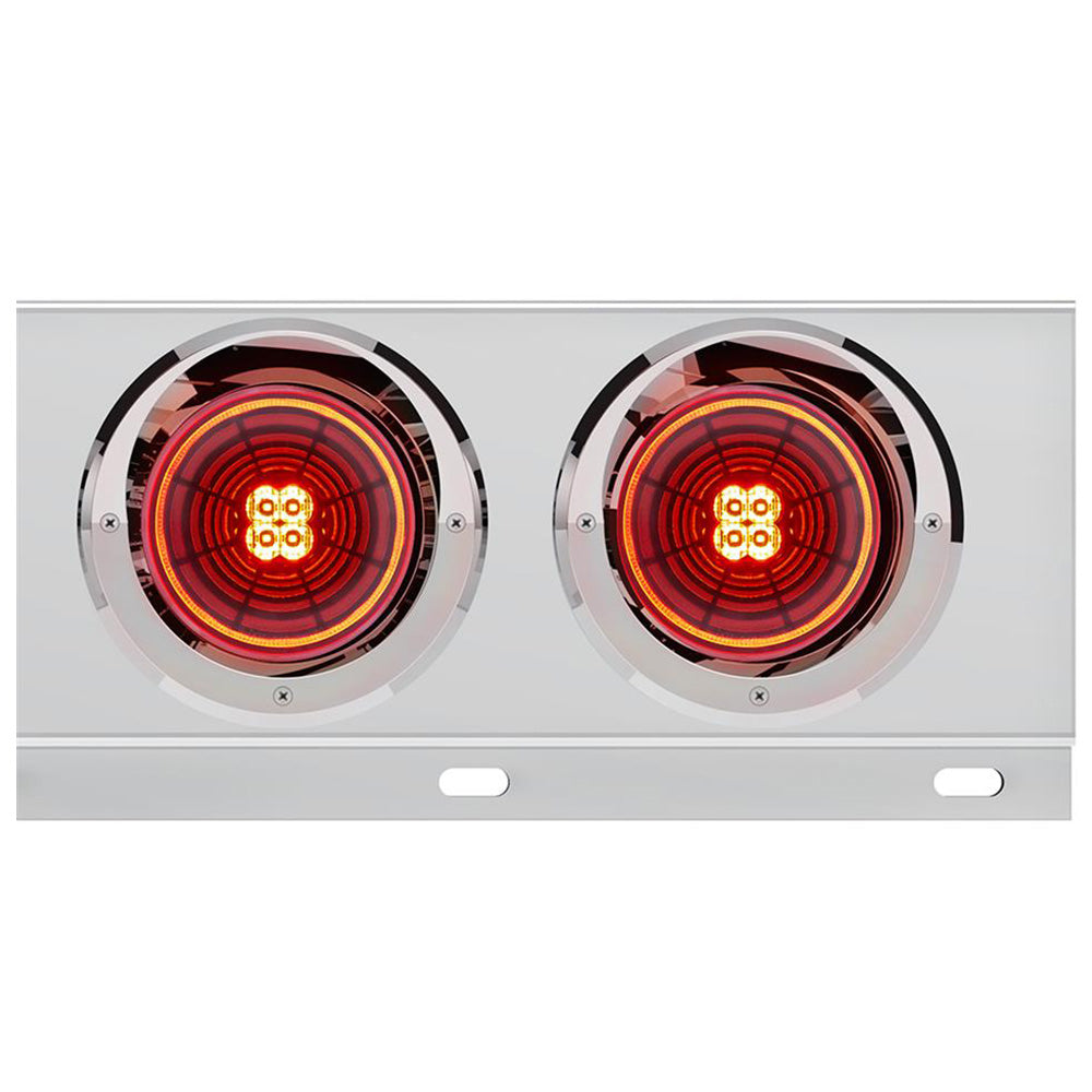 Stainless Steel Rear Light Bars with Six 4" Abyss 13 LED Lights with Visor, 2" Bolt Spacing