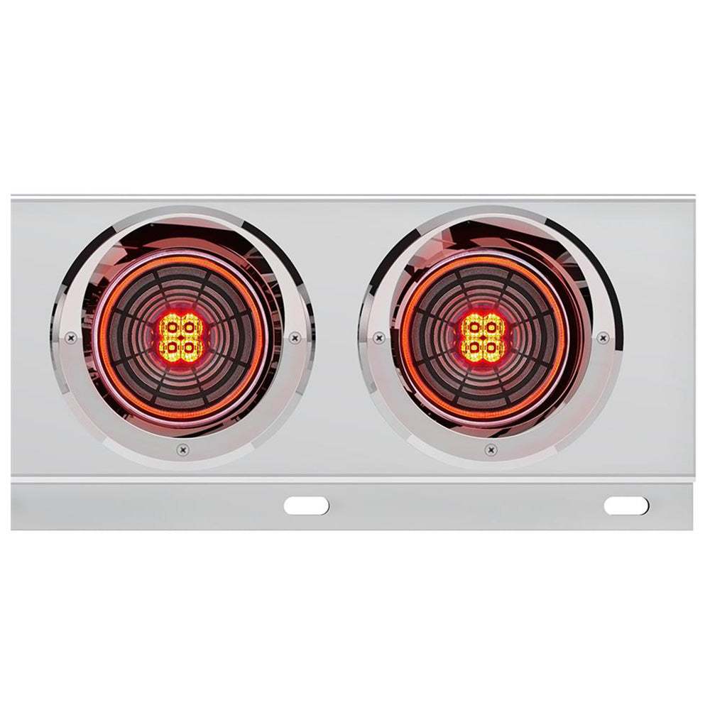 Stainless Steel Rear Light Bars with Six 4" Abyss 13 LED Lights with Visor, 2" Bolt Spacing