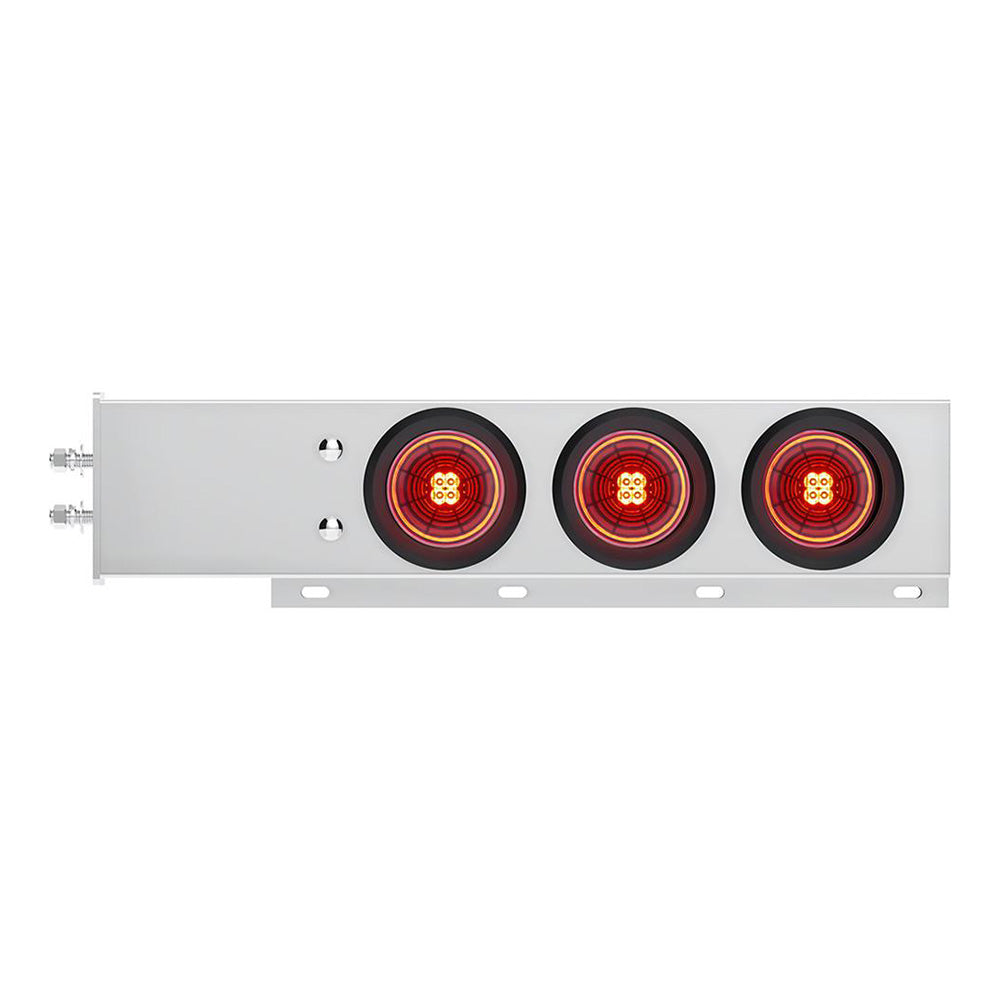 Stainless Steel Rear Light Bars with Six 4" Abyss 13 LED Lights with Grommet, 2" Bolt Spacing