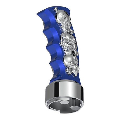 Close-up of pistol Grip gearshift knob with chrome skulls and 9/10 adapter - thread on