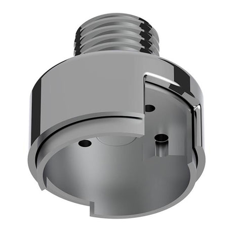 Close-up of M30X3.5 thread-on gearshift knob chrome mounting adapter for Eaton Fuller style 13/15/18 speed - vertical