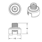 M30X3.5 Thread-On Gearshift Knob Chrome Mounting Adapter For Eaton Fuller Style 13/15/18 Speed - Vertical