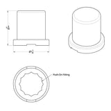 3/4" x 1-1/4" Chrome Plastic Top Hat Nut Covers - Push On 10PK