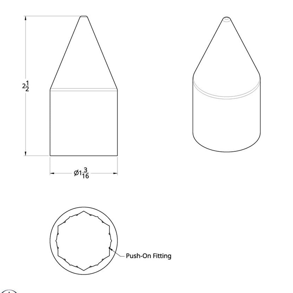 15/16" x 2-1/2" Chrome Plastic Spike Nut Covers - Push On 60PK