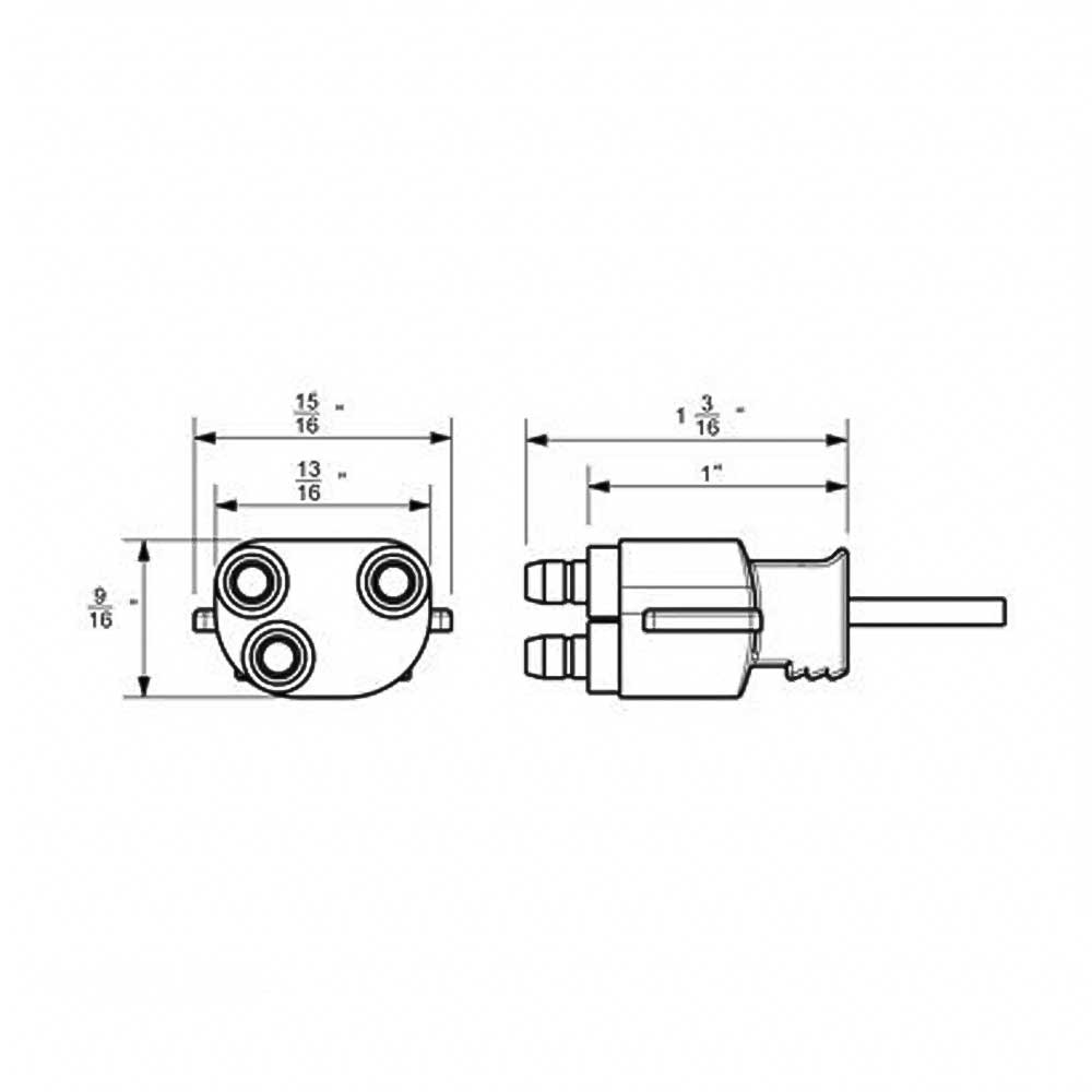 3 Prong Straight Plug with 12" Lead