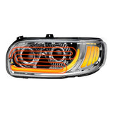 Peterbilt 367, 388, 389, 567 Chrome Inner Housing LED Projector Heated Headlight with Dual Function