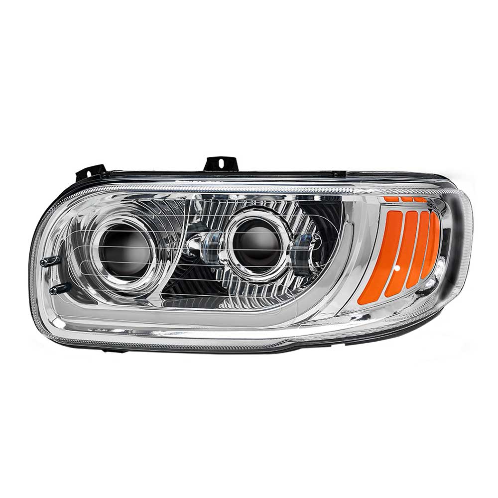Peterbilt 367, 388, 389, 567 Chrome Inner Housing LED Projector Heated Headlight with Dual Function